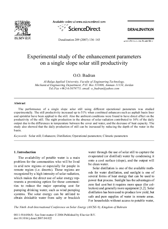 (PDF) Experimental study of the enhancement parameters on a single ...