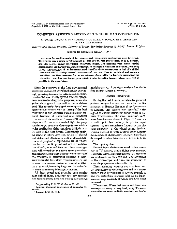 (PDF) Computer-assisted karyotyping with human interaction