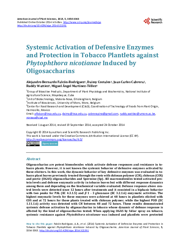 (PDF) Systemic Activation of Defensive Enzymes and Protection in ...
