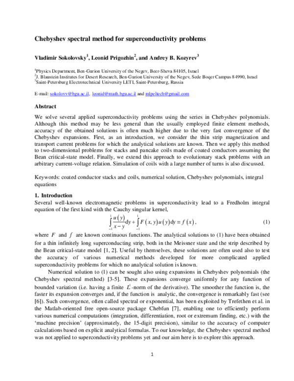 (PDF) Chebyshev spectral method for superconductivity problems