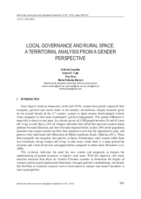 (PDF) Local governance and rural space: a territorial analysis from a ...
