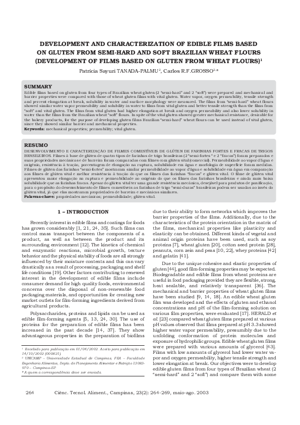 (PDF) Development and characterization of edible films based on gluten ...