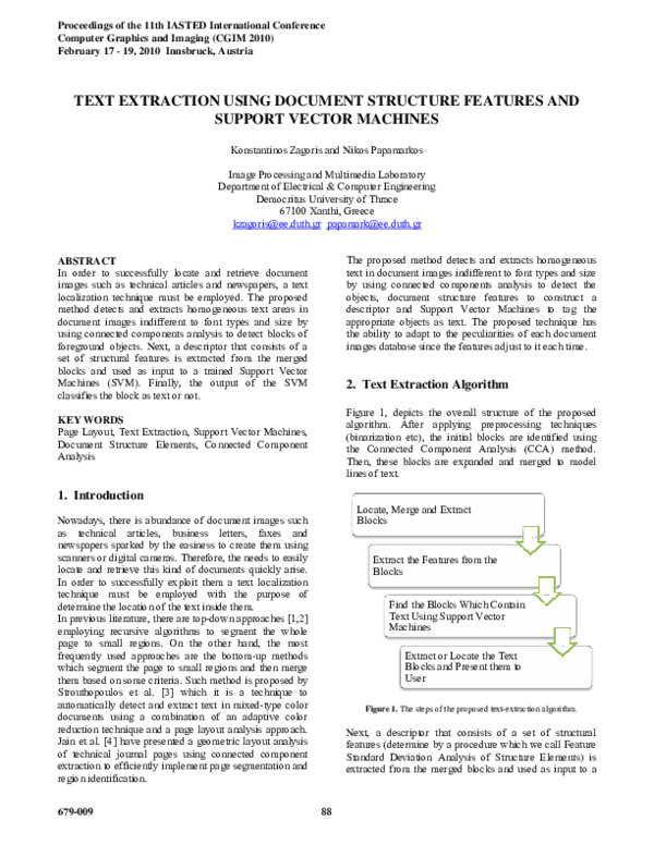 (PDF) Extraction Using Document Structure Features and Support Vector ...