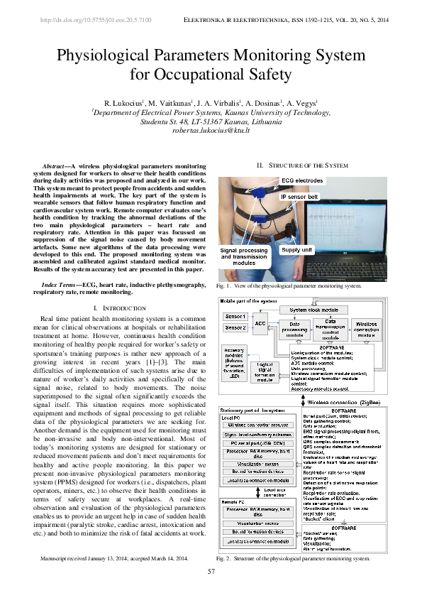 (PDF) Physiological Parameters Monitoring System for Occupational Safety