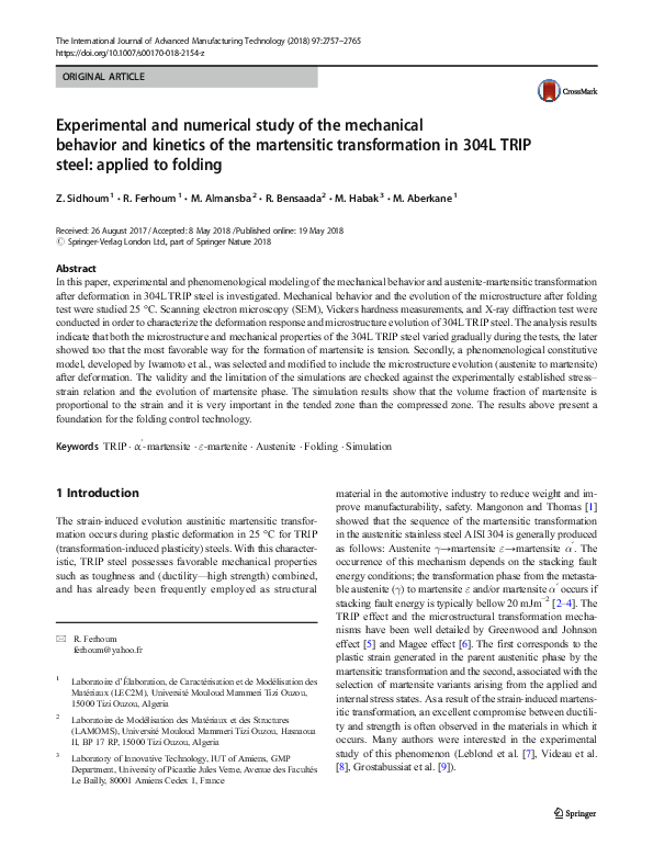 (PDF) Experimental and Numerical Study of the Mechanical Properties of ...
