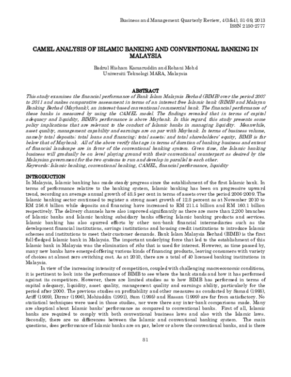 (PDF) Camel Analysis of Islamic Banking and Conventional Banking in ...