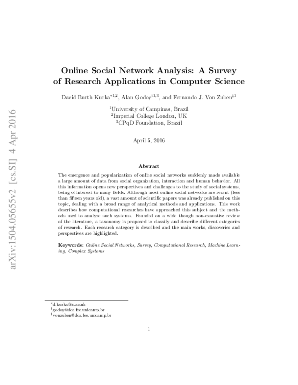 (PDF) Online Social Network Analysis: A Survey of Research Applications ...