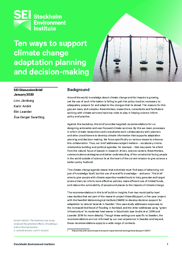 (PDF) Ten ways to support climate change adaptation planning and ...