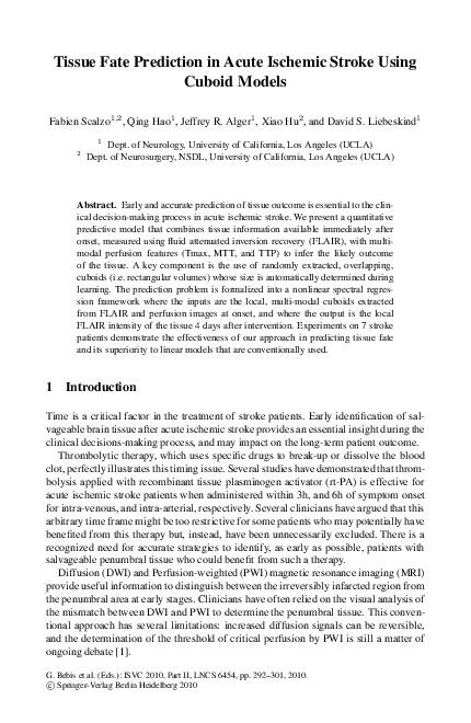(PDF) Tissue fate prediction in acute ischemic stroke using cuboid models