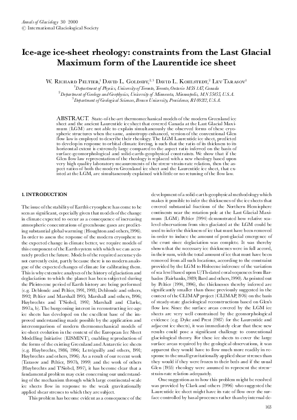 (PDF) Iceage icesheet rheology constraints from the Last Glacial