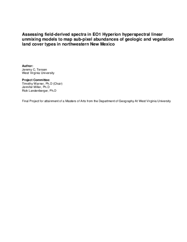 (PDF) Assessing field-derived spectra in EO 1 Hyperion hyperspectral ...