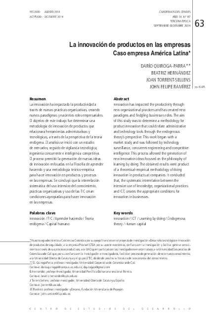 (PDF) La innovación de productos en las empresas Caso empresa América ...