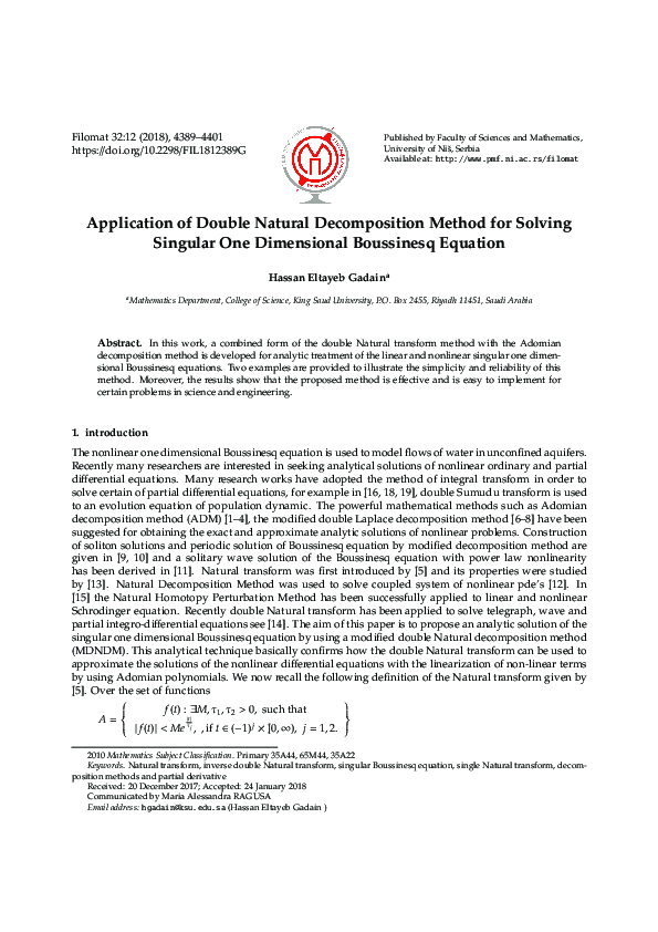 (PDF) Application of double natural decomposition method for solving ...