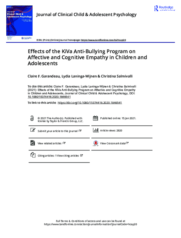 (PDF) Effects of the KiVa Anti-Bullying Program on Affective and ...