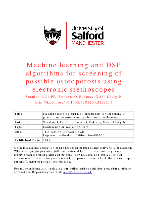 (PDF) Machine learning and DSP algorithms for screening of possible ...