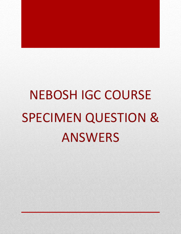 (PDF) NEBOSH IGC COURSE SPECIMEN QUESTION & ANSWERS Elhoucine