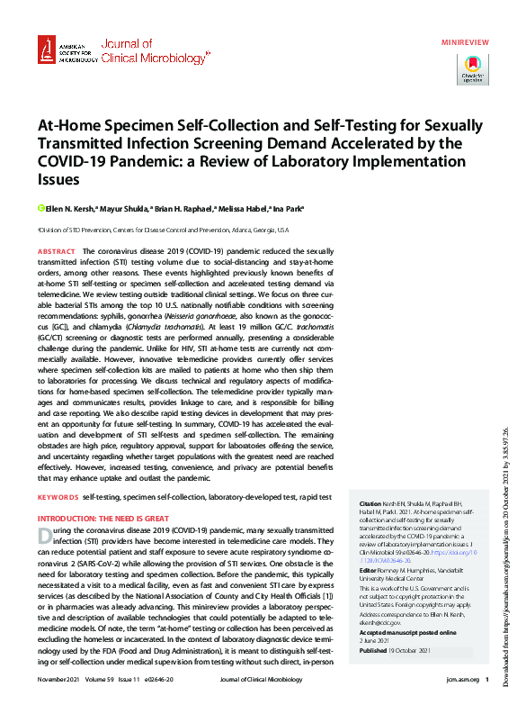 (PDF) At-Home Specimen Self-Collection and Self-Testing for Sexually ...