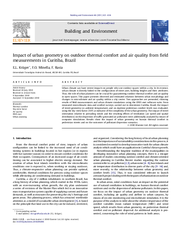 (PDF) Impact of urban geometry on outdoor thermal comfort and air ...