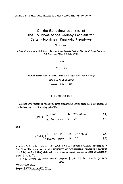 (PDF) On the behaviour as t → ∞ of the solutions of the Cauchy problem ...