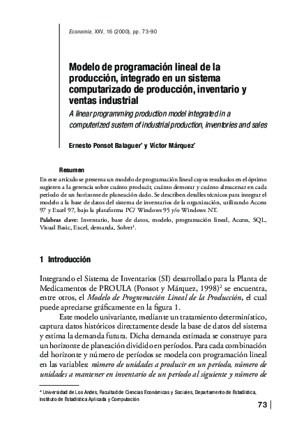 (PDF) A linear programming production model integrated in a ...