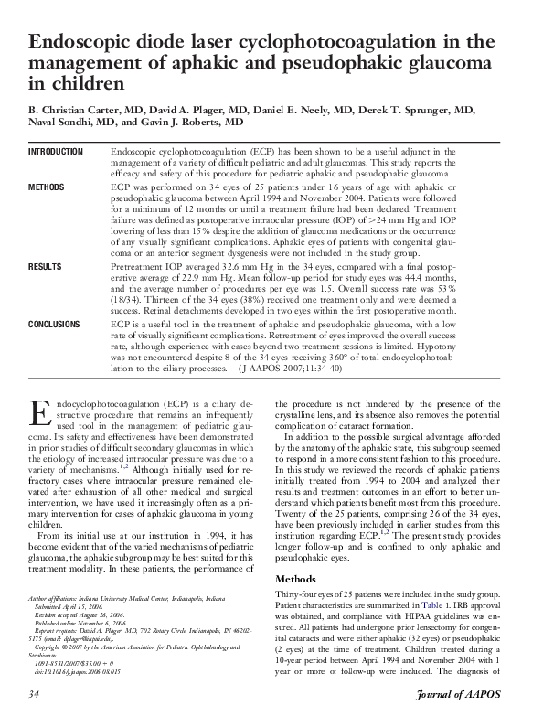 (PDF) Endoscopic diode laser cyclophotocoagulation in the management of