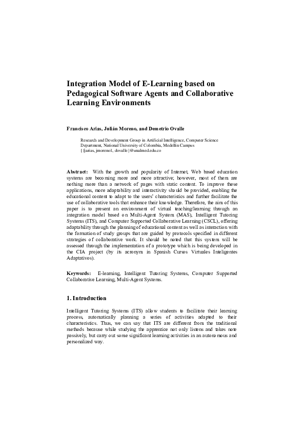 (PDF) Integration Model of E-Learning based on Pedagogical Software ...