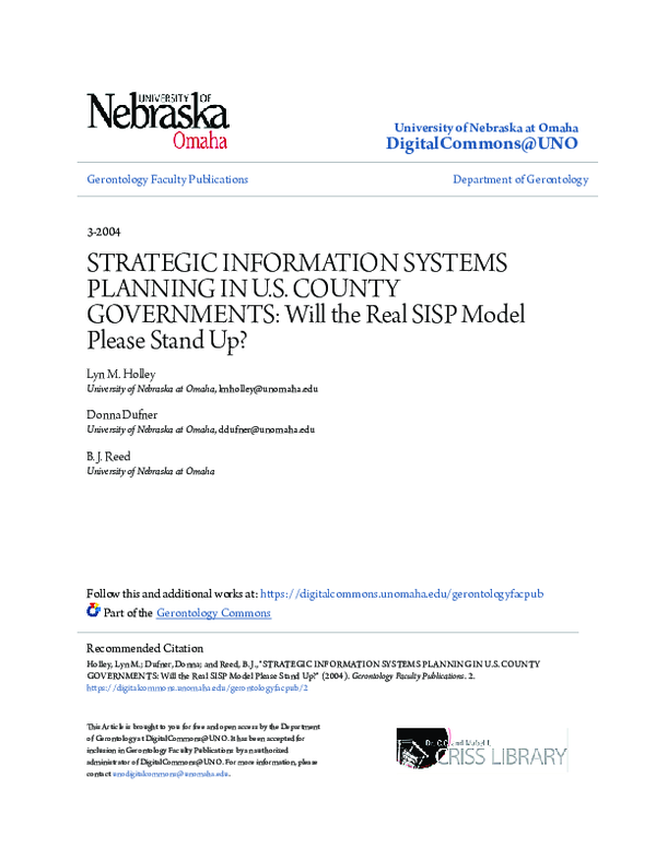 (PDF) Strategic Information systems planning in US county governments ...