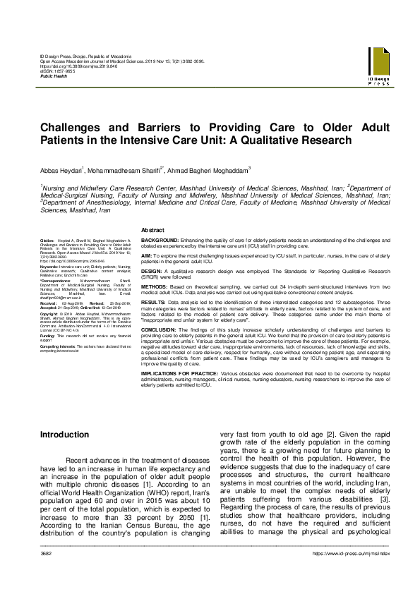 (PDF) Challenges and Barriers to Providing Care to Older Adult Patients ...