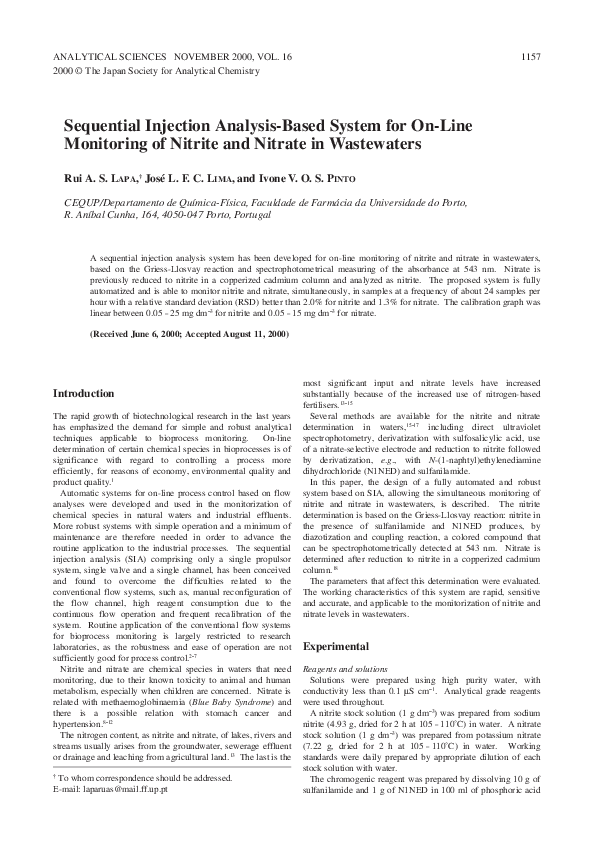 (PDF) Sequential Injection Analysis-Based System for On-Line Monitoring ...