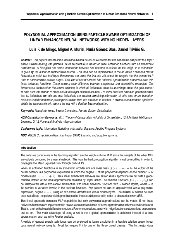 (PDF) Polynomial Approximation using Particle Swarm Optimization of ...