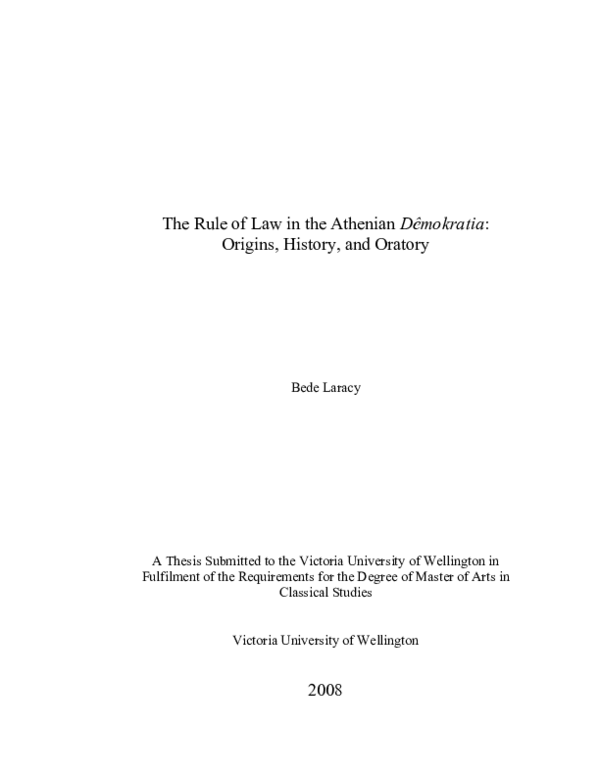 (PDF) The Rule of Law in the Athenian Demokratia:Origins, History, and ...