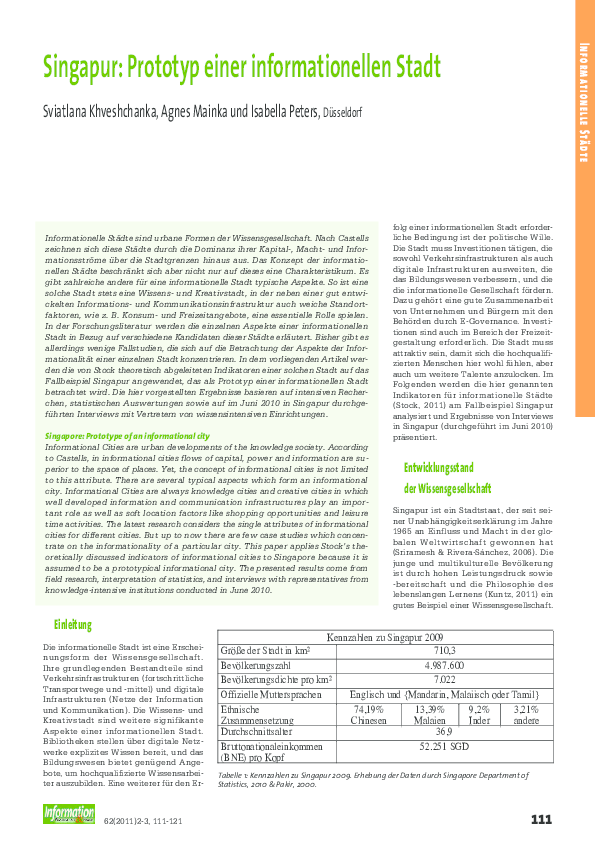 Singapur: Prototyp einer informationellen Stadt
