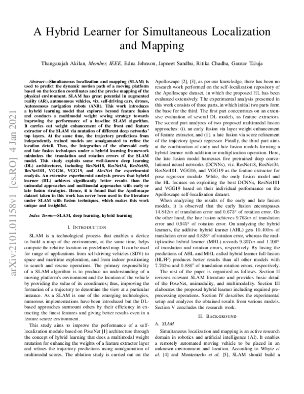 (PDF) A Hybrid Learner for Simultaneous Localization and Mapping