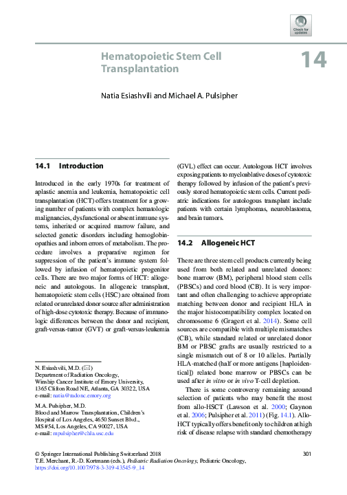(PDF) Hematopoietic Stem Cell Transplantation