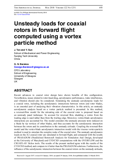 (PDF) Unsteady loads for coaxial rotors in forward flight computed ...