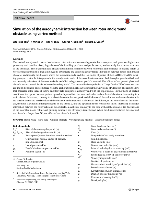 (PDF) Simulation of the aerodynamic interaction between rotor and ...