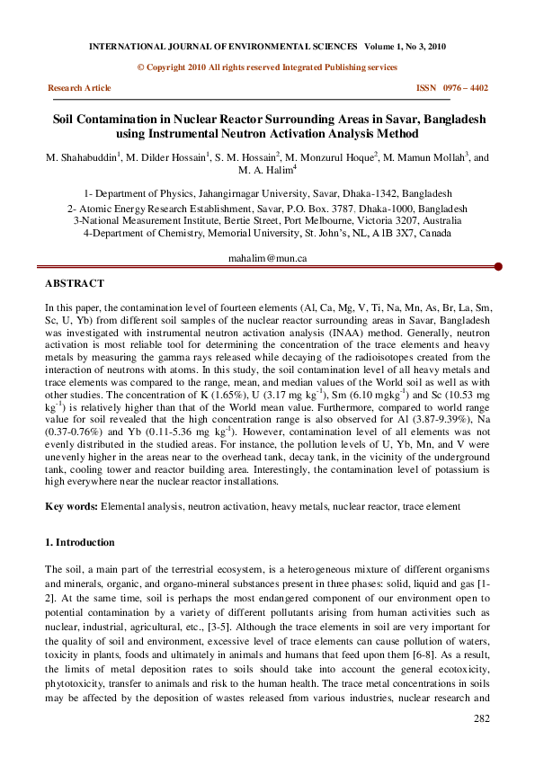 (PDF) Soil contamination in nuclear reactor surrounding areas in Savar ...