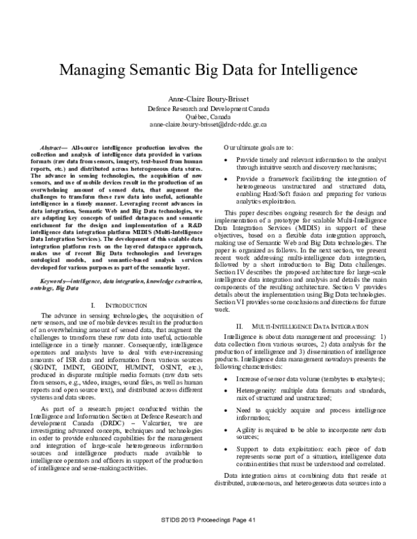 (PDF) Managing Semantic Big Data for Intelligence