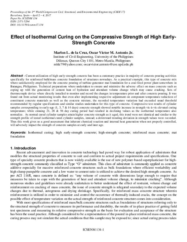 (PDF) Effect of Isothermal Curing on the Compressive Strength of High ...