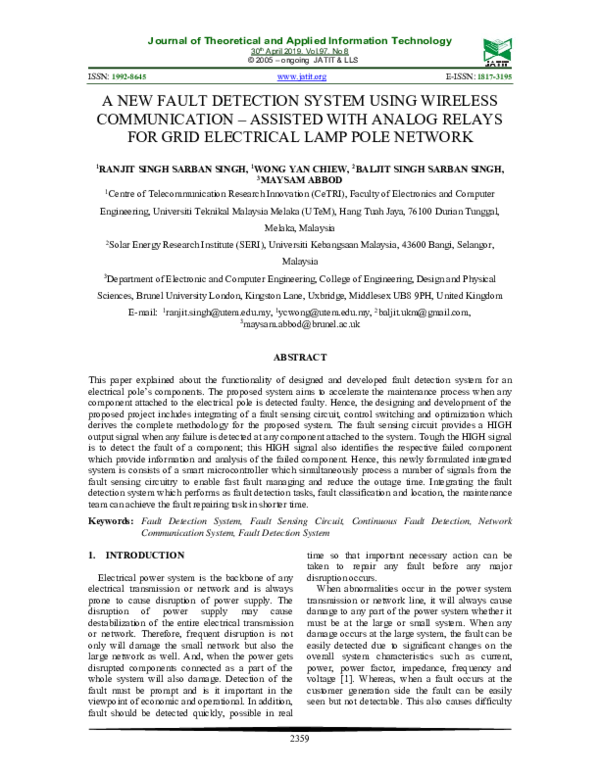 (PDF) A new fault detection system using wireless communication ...