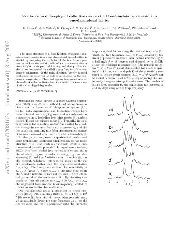 (PDF) Excitation and damping of collective modes of a Bose-Einstein ...
