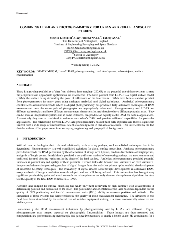 (PDF) Combining Lidar and Photogrammetry for Urban and Rural Landscape ...