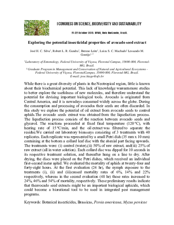 (PDF) Exploring the potential insecticidal properties of avocado seed ...