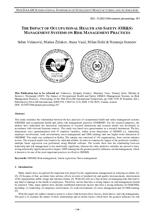 (PDF) The Impact of Occupational Health and Safety (OHS) Management ...