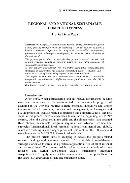 (PDF) Regional and National Sustainable Competitiveness