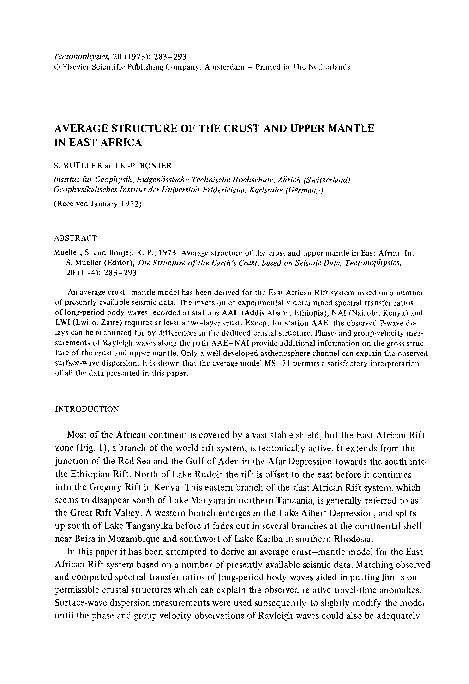 (PDF) Average structure of the crust and upper mantle in East Africa