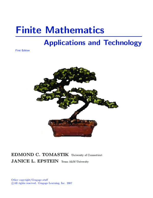 (PDF) Finite Mathematics Applications and Technology | Janice Epstein ...
