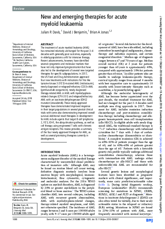 (PDF) New and emerging therapies for acute myeloid leukaemia