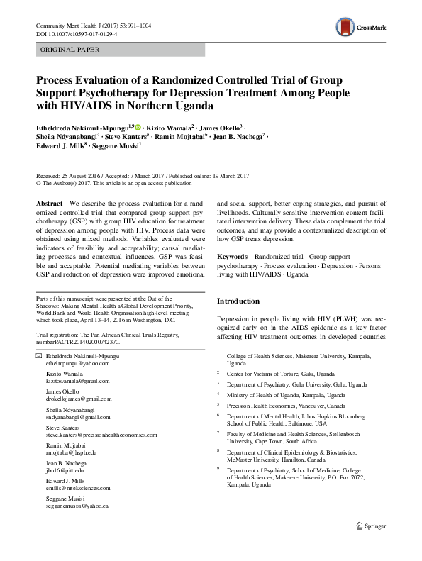 (PDF) Process Evaluation of a Randomized Controlled Trial of Group ...