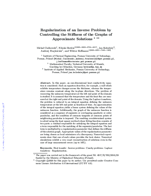 (PDF) Regularization of an Inverse Problem by Controlling the Stiffness ...